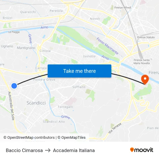 Baccio Cimarosa to Italian Academy map