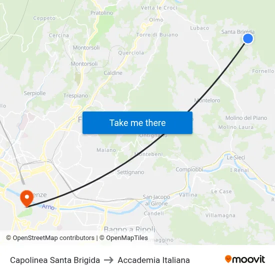 Santa Brigida Terminal to Italian Academy map