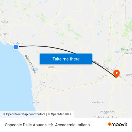 Apuane Hospital to Italian Academy map