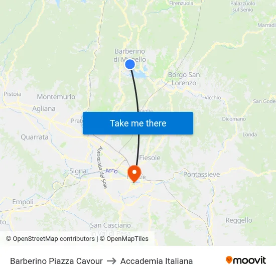 Barberino Piazza Cavour to Italian Academy map