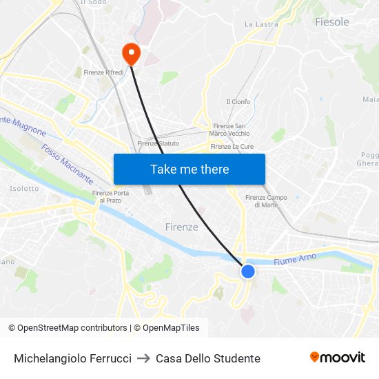 Michelangiolo Ferrucci to Casa Dello Studente map