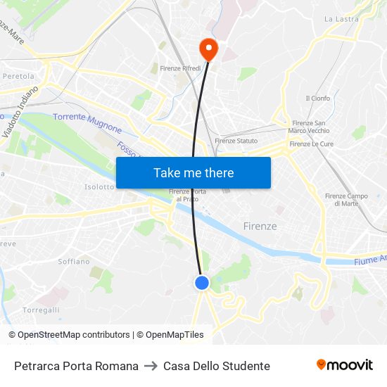 Petrarca Porta Romana to Casa Dello Studente map