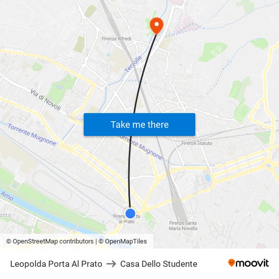 Leopolda Porta Al Prato to Casa Dello Studente map
