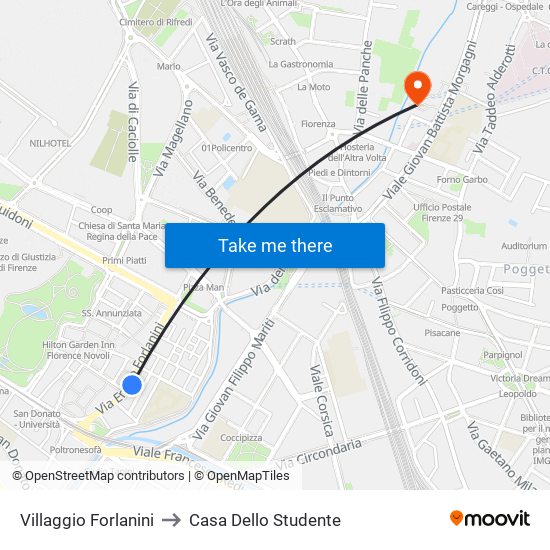 Villaggio Forlanini to Casa Dello Studente map