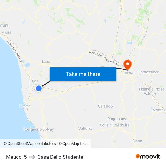 Meucci 5 to Casa Dello Studente map
