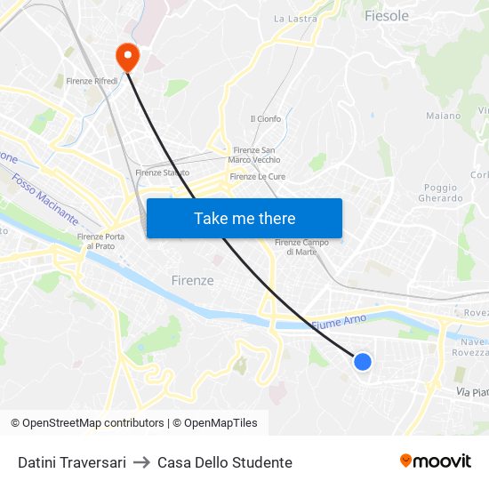 Datini Traversari to Casa Dello Studente map