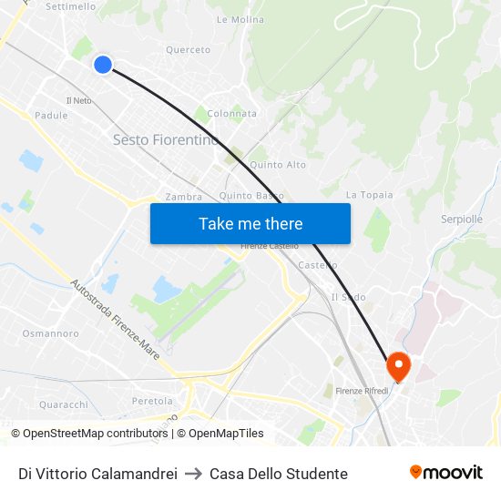 Di Vittorio Calamandrei to Casa Dello Studente map