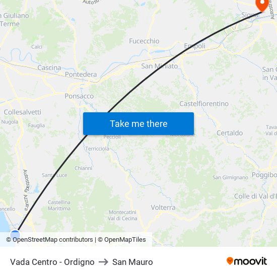 Vada Centro - Ordigno to San Mauro map