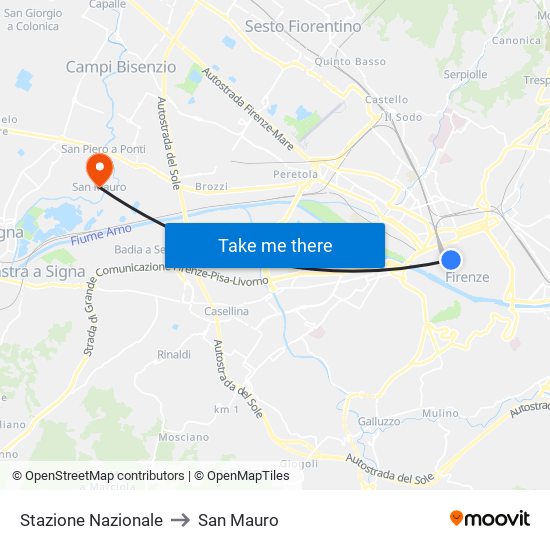 Stazione Nazionale to San Mauro map