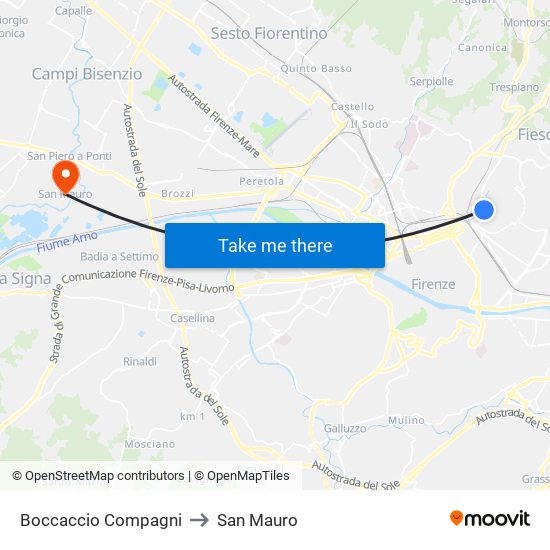Boccaccio Compagni to San Mauro map