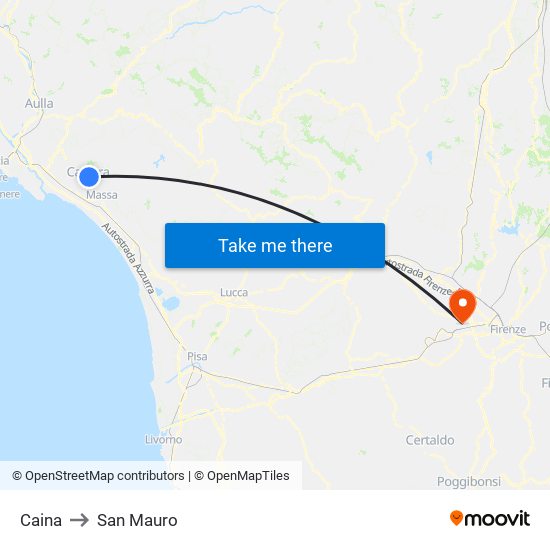 Caina to San Mauro map