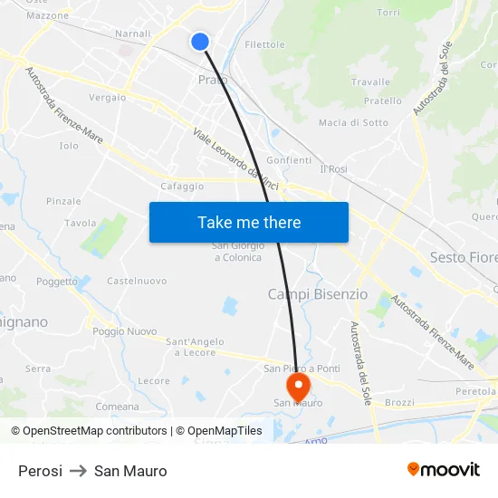 Perosi to San Mauro map