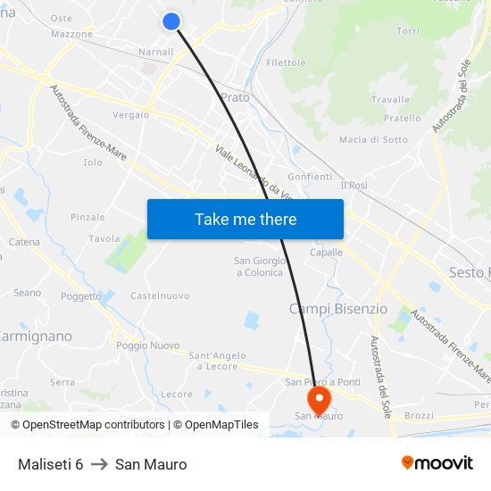 Maliseti 6 to San Mauro map