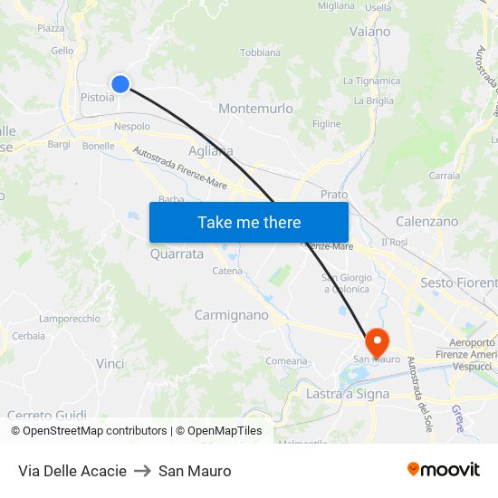 Via Delle Acacie to San Mauro map