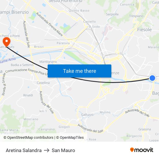 Aretina Salandra to San Mauro map