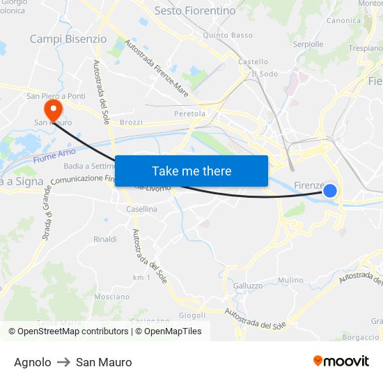 Agnolo to San Mauro map