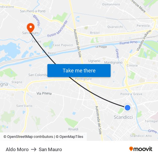 Aldo Moro to San Mauro map