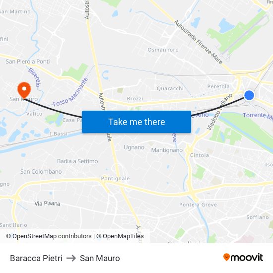 Baracca Pietri to San Mauro map