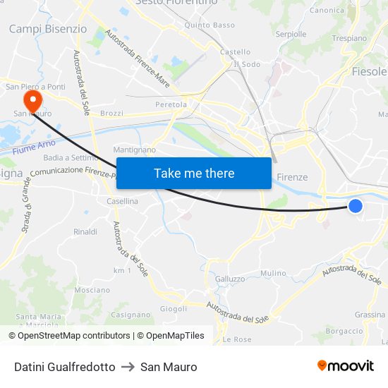 Datini Gualfredotto to San Mauro map