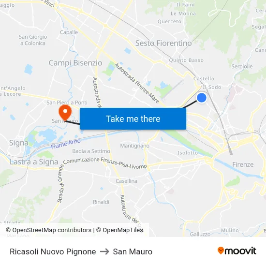 Ricasoli Nuovo Pignone to San Mauro map