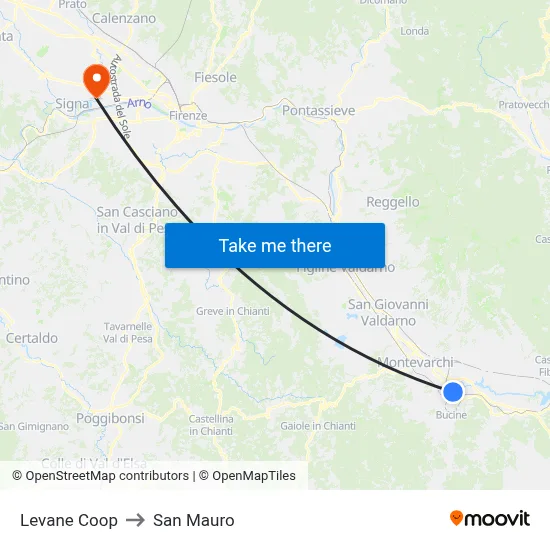 Levane Coop to San Mauro map