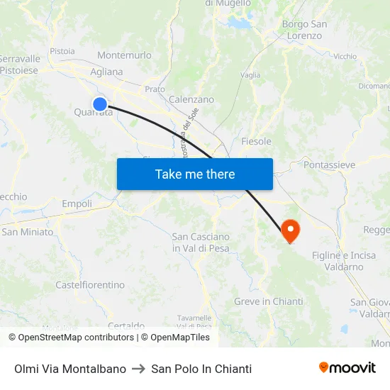 Olmi Montalbano Street to San Polo In Chianti map
