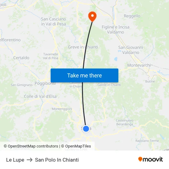 Le Lupe to San Polo In Chianti map