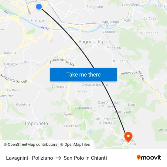 Lavagnini - Poliziano to San Polo In Chianti map