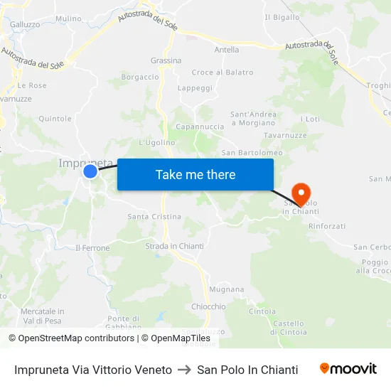 Impruneta Vittorio Veneto Street to San Polo In Chianti map