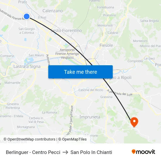 Berlinguer - Pecci Center to San Polo In Chianti map