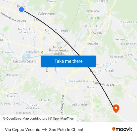 Via Ceppo Vecchio to San Polo In Chianti map