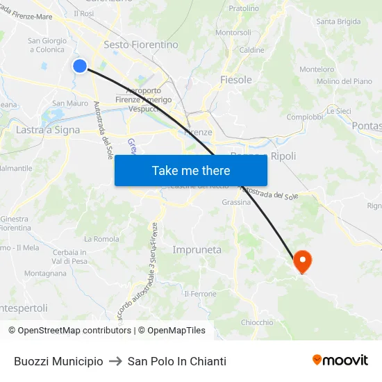 Buozzi Town Hall to San Polo In Chianti map