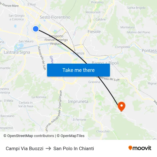 Campi Buozzi Street to San Polo In Chianti map