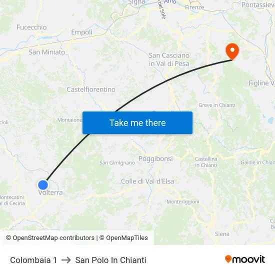 Colombaia 1 to San Polo In Chianti map