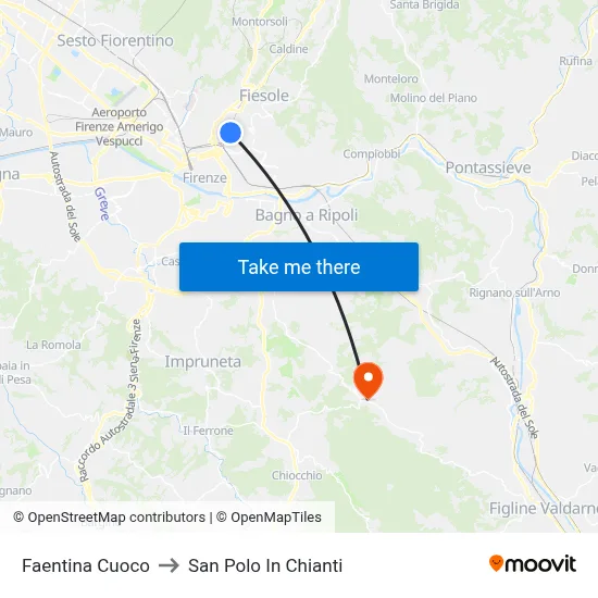 Faentina Cuoco to San Polo In Chianti map