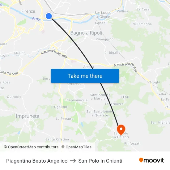 Piagentina Beato Angelico to San Polo In Chianti map