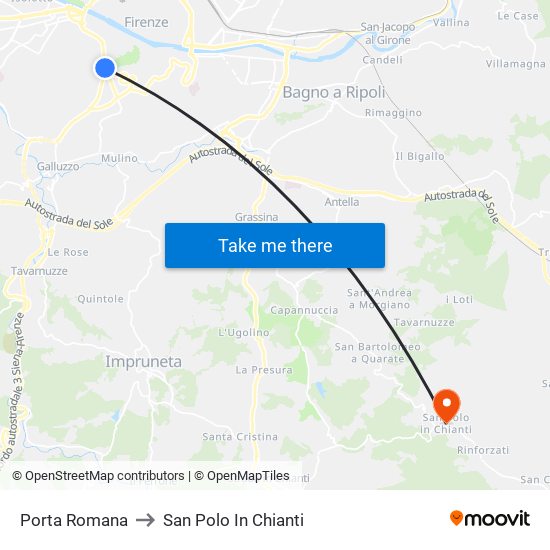 Porta Romana to San Polo In Chianti map