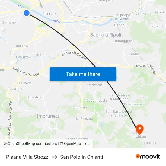 Pisana Villa Strozzi to San Polo In Chianti map