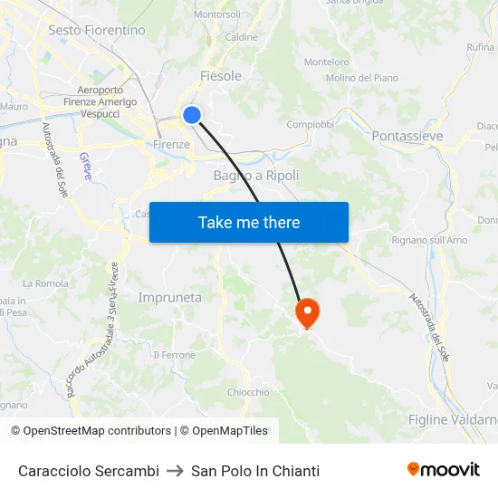 Caracciolo Sercambi to San Polo In Chianti map