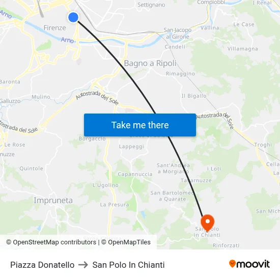 Donatello Square to San Polo In Chianti map