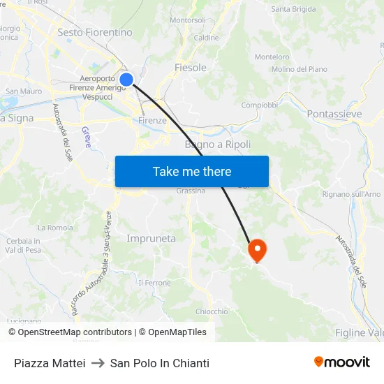Mattei Square to San Polo In Chianti map