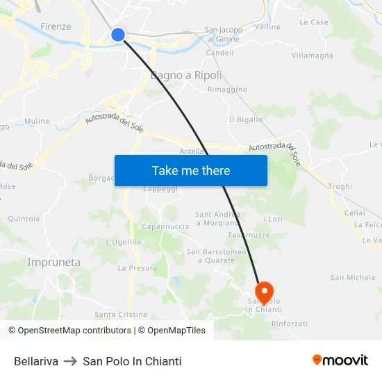 Bellariva to San Polo In Chianti map