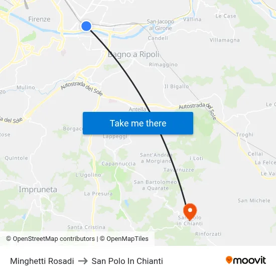 Minghetti Rosadi to San Polo In Chianti map