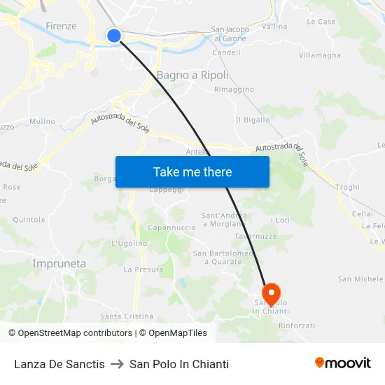 Lanza De Sanctis to San Polo In Chianti map