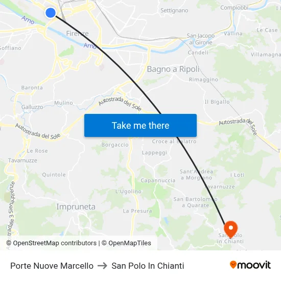 Porte Nuove Marcello to San Polo In Chianti map