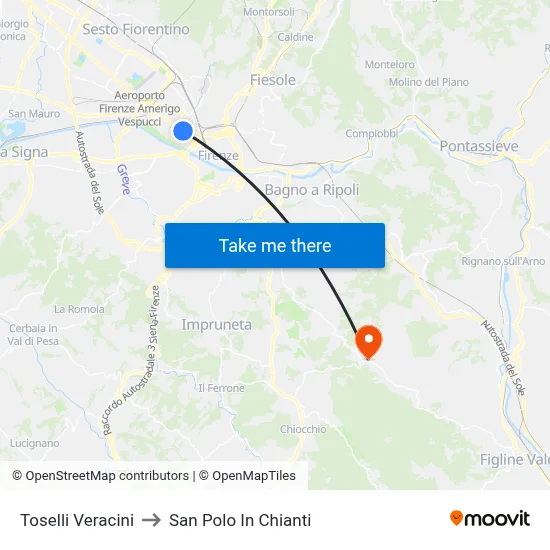 Toselli Veracini to San Polo In Chianti map