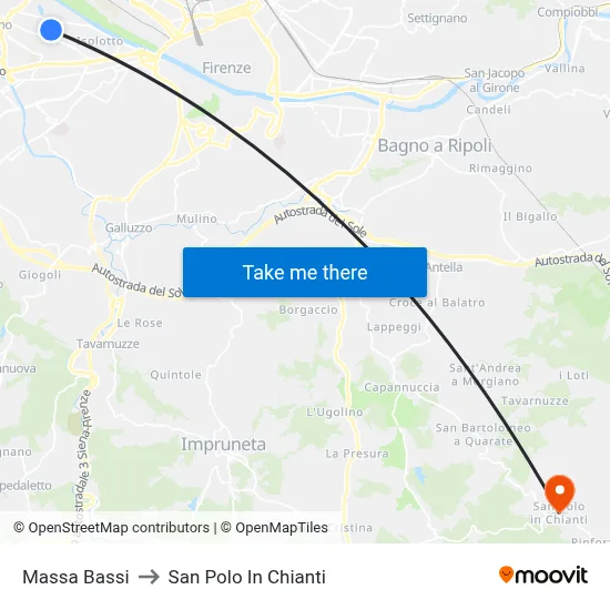 Massa Bassi to San Polo In Chianti map