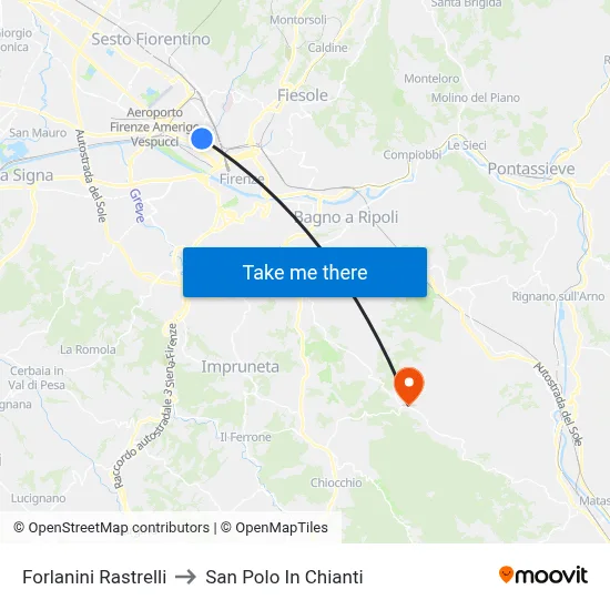 Forlanini Rastrelli to San Polo In Chianti map