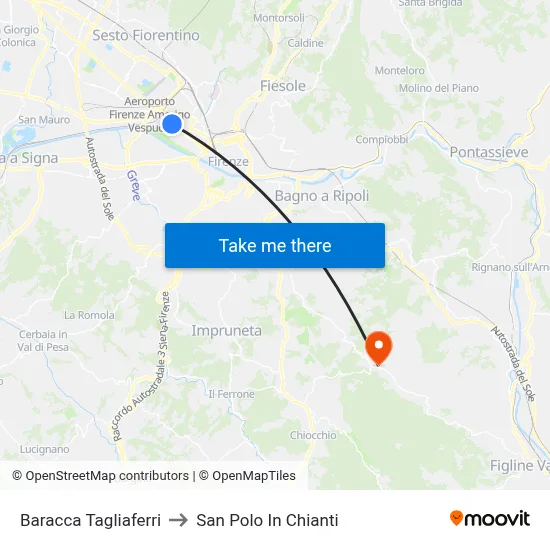 Baracca Tagliaferri to San Polo In Chianti map