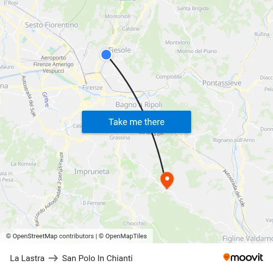 La Lastra to San Polo In Chianti map